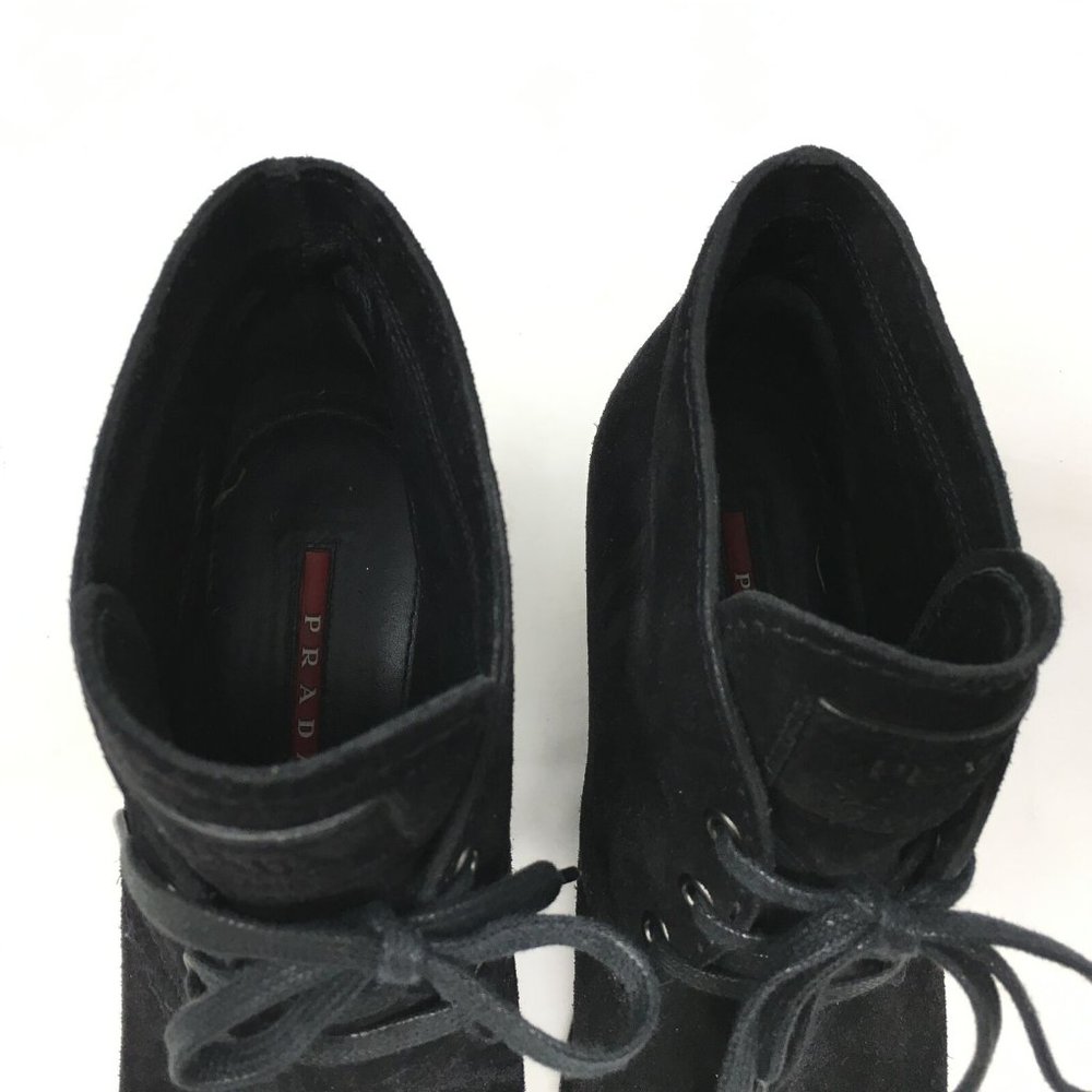 Prada Wedge Ankle Boots Booties Size 37.5/7.5 US - Picture 6 of 11